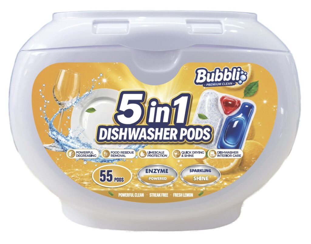 Bubbli 5-in-1 Dishwasher Pods, 55 pods, Fresh Lemon scent