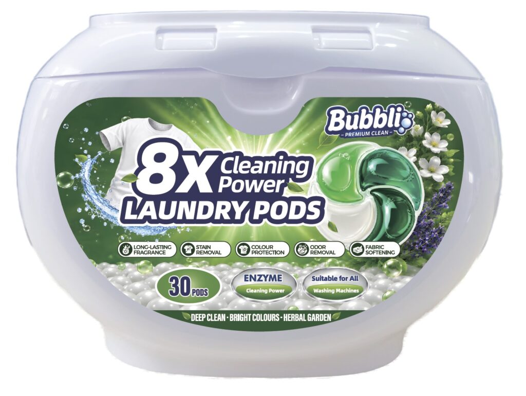Bubbli 8X Cleaning Power Laundry Pods, 30 pods, Herbal Garden scent